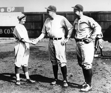 Jackie Mitchell Shakes Hands with Babe Ruth